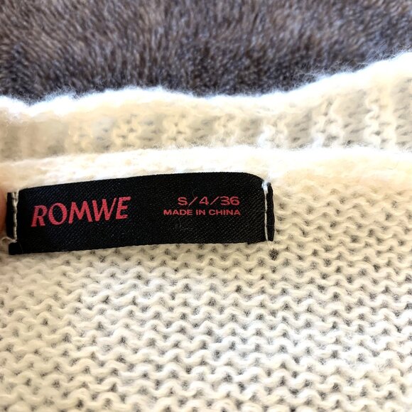 ROMWE Cream Cropped Cardigan Red Heart Print Women Size S Long Sleeves Valentine - Picture 6 of 10